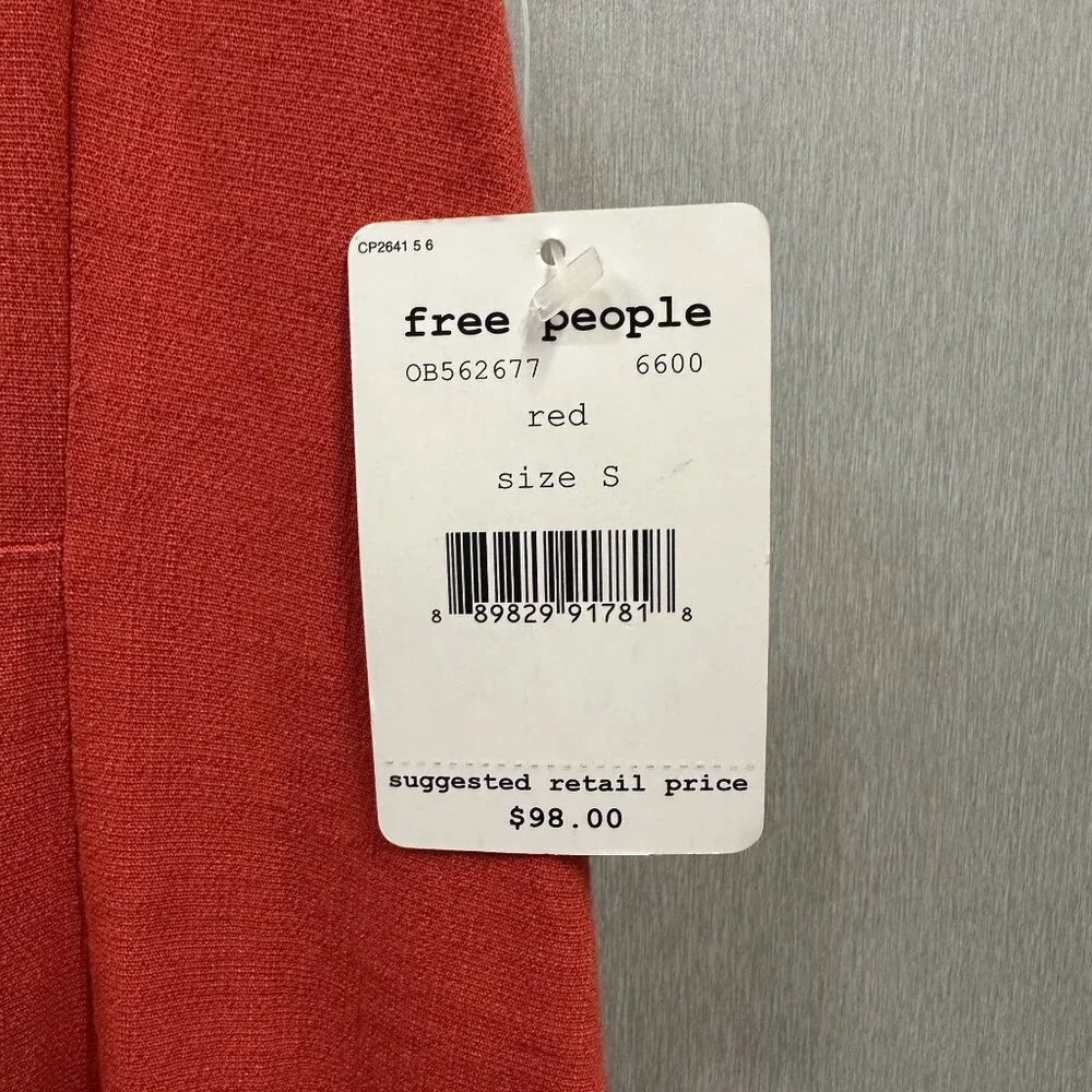 Free People Size Small Red Orange Kitty Kat Back Cut Out High Neck A-line Dress - Picture 7 of 13